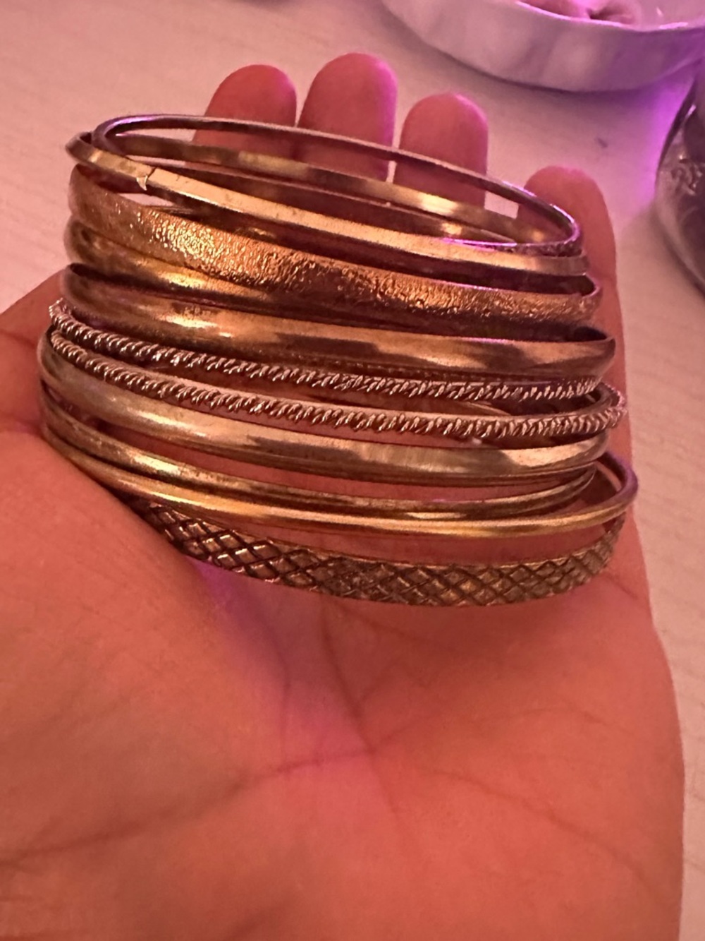 Gold Tone Mixed Bangle Bracelet Set